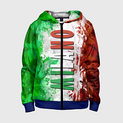 Толстовка на молнии детская Флаг Италии - кляксы, цвет: 3D-синий