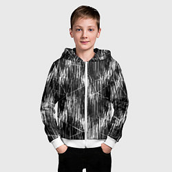 Толстовка на молнии детская Черно-белые штрихи, зигзаг, цвет: 3D-белый — фото 2