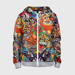Толстовка на молнии детская Красочная иллюстрация, цвет: 3D-меланж