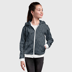 Толстовка на молнии детская Черно-синий текстурированный в елочку, под джинсу, цвет: 3D-белый — фото 2