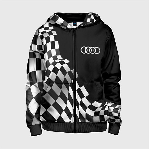 Детская толстовка на молнии Audi racing flag / 3D-Черный – фото 1