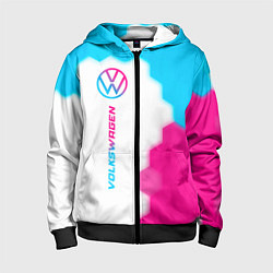 Толстовка на молнии детская Volkswagen neon gradient style: по-вертикали, цвет: 3D-черный