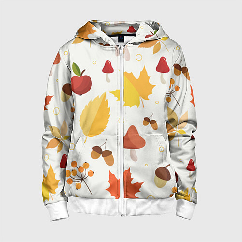 Детская толстовка на молнии Осенние дары природы / 3D-Белый – фото 1