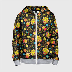 Толстовка на молнии детская Русский яркий узор, цвет: 3D-меланж