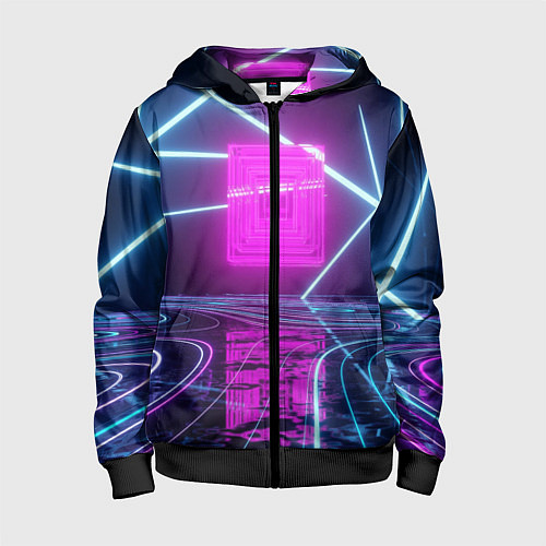 Детская толстовка на молнии Неоновые декорации / 3D-Черный – фото 1