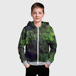 Толстовка на молнии детская Полигональные фоны зеленые, цвет: 3D-меланж — фото 2