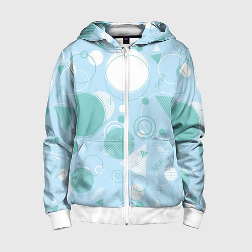 Детская толстовка на молнии Голубой фон и узоры / 3D-Белый – фото 1