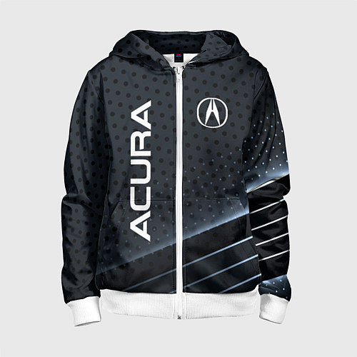Детская толстовка на молнии Acura карбон / 3D-Белый – фото 1