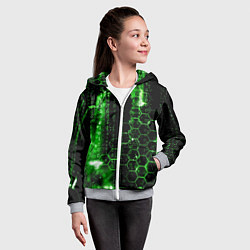 Толстовка на молнии детская Зелёный программный код, цвет: 3D-меланж — фото 2