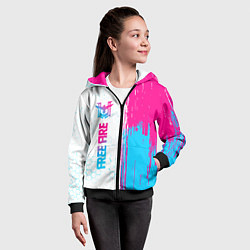 Толстовка на молнии детская Free Fire neon gradient style: по-вертикали, цвет: 3D-черный — фото 2