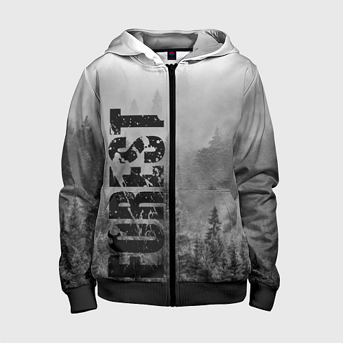Детская толстовка на молнии Gray Forest / 3D-Черный – фото 1