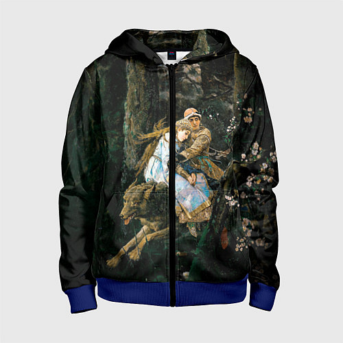 Детская толстовка на молнии Васнецов Иван царевич на Сером Волке / 3D-Синий – фото 1