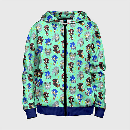 Детская толстовка на молнии Ежик Соник и его друзья / 3D-Синий – фото 1
