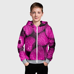 Толстовка на молнии детская Ягоды малины, цвет: 3D-меланж — фото 2