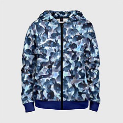 Толстовка на молнии детская Новогдние кролики, цвет: 3D-синий