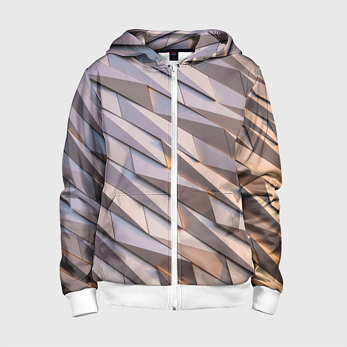 Детская толстовка на молнии Металлическая брoня / 3D-Белый – фото 1