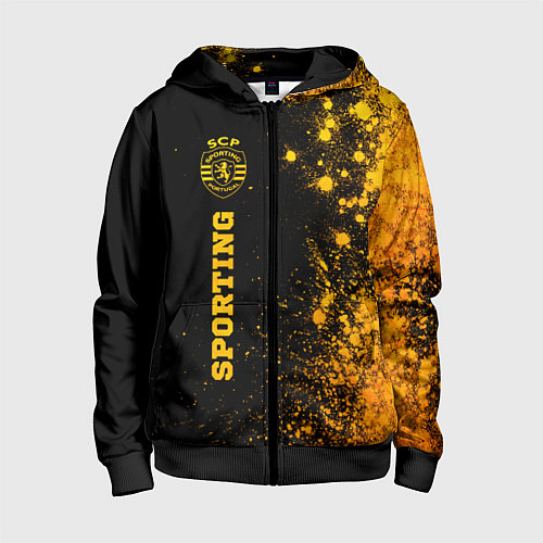 Детская толстовка на молнии Sporting - gold gradient: по-вертикали / 3D-Черный – фото 1