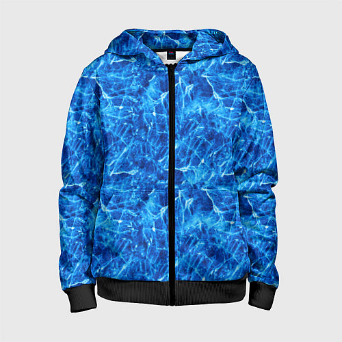 Детская толстовка на молнии Синий лёд - текстура / 3D-Черный – фото 1