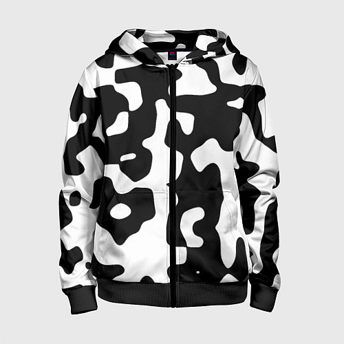 Детская толстовка на молнии Камуфляж Cowskin крупный / 3D-Черный – фото 1