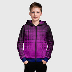 Толстовка на молнии детская Абстрактный мозаичный черно - пурпурный узор, цвет: 3D-синий — фото 2