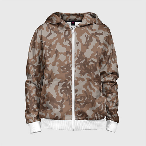 Детская толстовка на молнии Камуфляж ВСР-84 песчаный / 3D-Белый – фото 1
