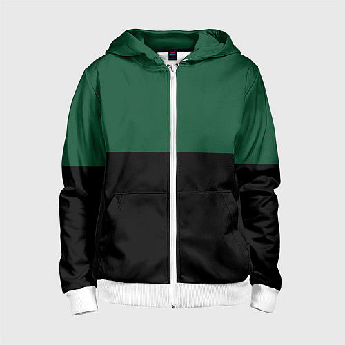Детская толстовка на молнии Серьёзный Зелёный / 3D-Белый – фото 1