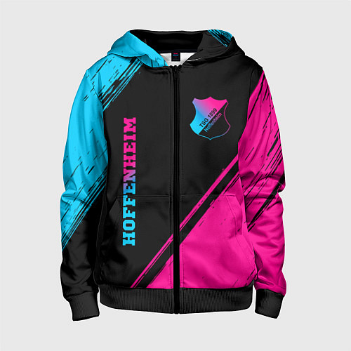 Детская толстовка на молнии Hoffenheim - neon gradient: надпись, символ / 3D-Черный – фото 1