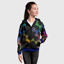 Толстовка на молнии детская Mercedes - neon pattern, цвет: 3D-синий — фото 2