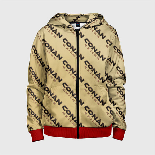 Детская толстовка на молнии Конан эксайлс узор / 3D-Красный – фото 1