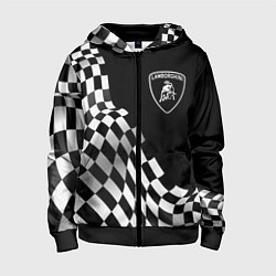 Толстовка на молнии детская Lamborghini racing flag, цвет: 3D-черный