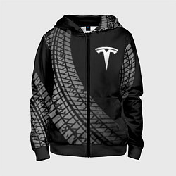 Детская толстовка на молнии Tesla tire tracks