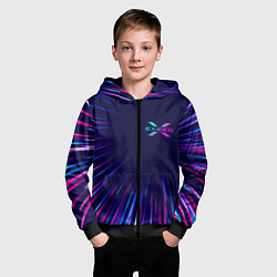 Толстовка на молнии детская Exeed neon speed lines, цвет: 3D-черный — фото 2