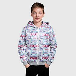 Толстовка на молнии детская Парижская бумага с надписями - текстура, цвет: 3D-меланж — фото 2