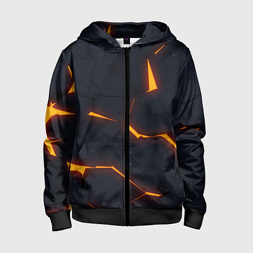 Детская толстовка на молнии Неоновые плиты в разломе / 3D-Черный – фото 1