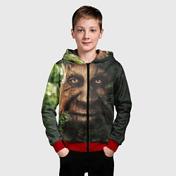 Толстовка на молнии детская Дерево с лицом мем Мудрое дерево, цвет: 3D-красный — фото 2