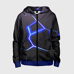 Толстовка на молнии детская Неоновый разлом плит, цвет: 3D-синий