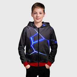 Толстовка на молнии детская Неоновый разлом плит, цвет: 3D-красный — фото 2