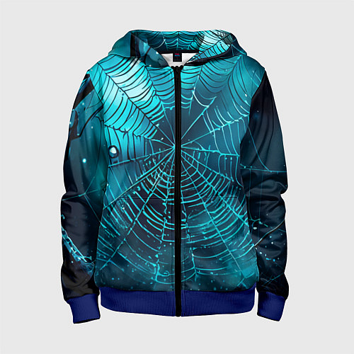 Детская толстовка на молнии Halloween паутина / 3D-Синий – фото 1