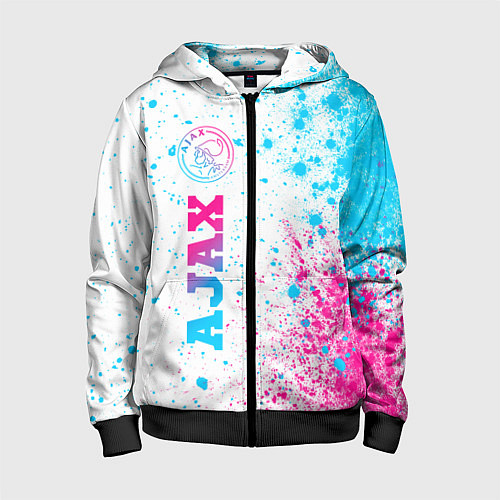 Детская толстовка на молнии Ajax neon gradient style: по-вертикали / 3D-Черный – фото 1