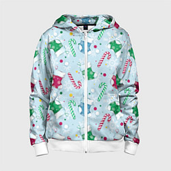 Детская толстовка на молнии Новогодний паттерн