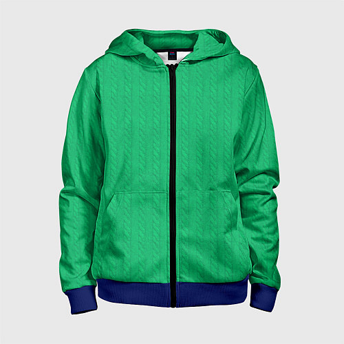 Детская толстовка на молнии Зеленый вязаный свитер / 3D-Синий – фото 1
