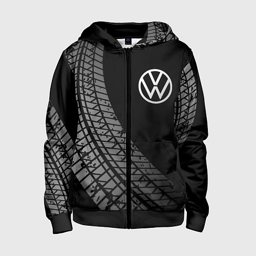 Детская толстовка на молнии Volkswagen tire tracks / 3D-Черный – фото 1