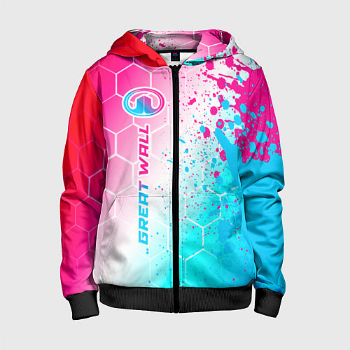 Детская толстовка на молнии Great Wall neon gradient style: по-вертикали / 3D-Черный – фото 1