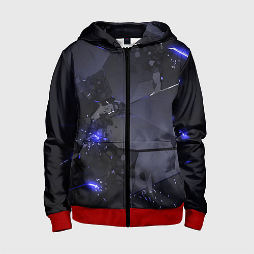 Детская толстовка на молнии Неоновые плиты, взрыв / 3D-Красный – фото 1