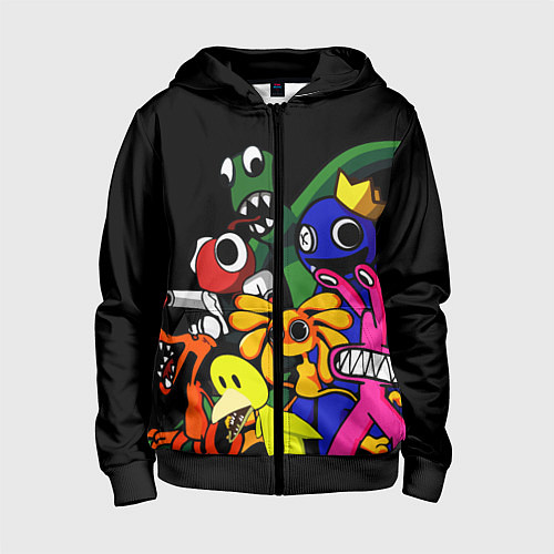 Детская толстовка на молнии Персонажи из радужных друзей / 3D-Черный – фото 1
