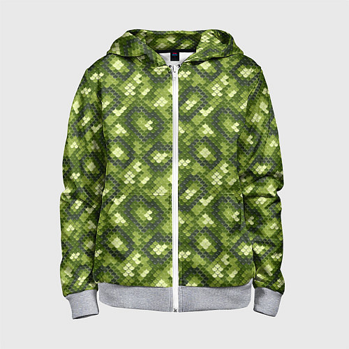 Детская толстовка на молнии Милитари Чешуя / 3D-Меланж – фото 1