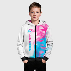 Толстовка на молнии детская Need for Speed neon gradient style: по-вертикали, цвет: 3D-черный — фото 2