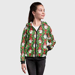Толстовка на молнии детская Новогодние гномы - паттерн, цвет: 3D-черный — фото 2