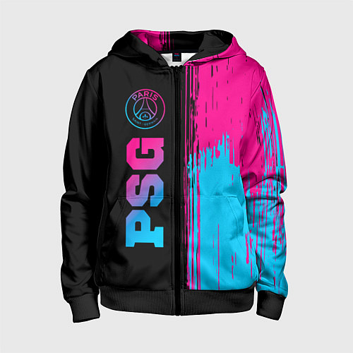 Детская толстовка на молнии PSG - neon gradient: по-вертикали / 3D-Черный – фото 1