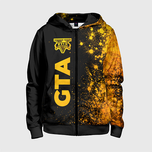 Детская толстовка на молнии GTA - gold gradient: по-вертикали / 3D-Черный – фото 1